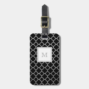 Silberner und schwarzer quatrefoil Gepäckanhänger