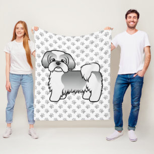 Silberner und weißer Shih Tzu süßer Cartoon-Hund Fleecedecke
