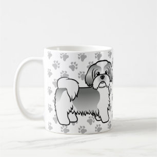 Silberner und weißer Shih Tzu süßer Cartoon-Hund Kaffeetasse