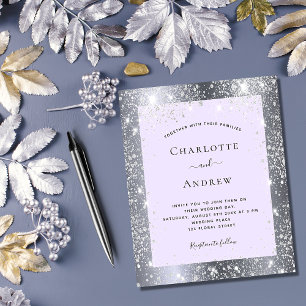 Silberner violetter Glitter eleganter Hochzeitsbud Flyer
