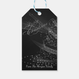 Silberner Weihnachtsbaum, Schwarz - Personalisiert Geschenkanhänger