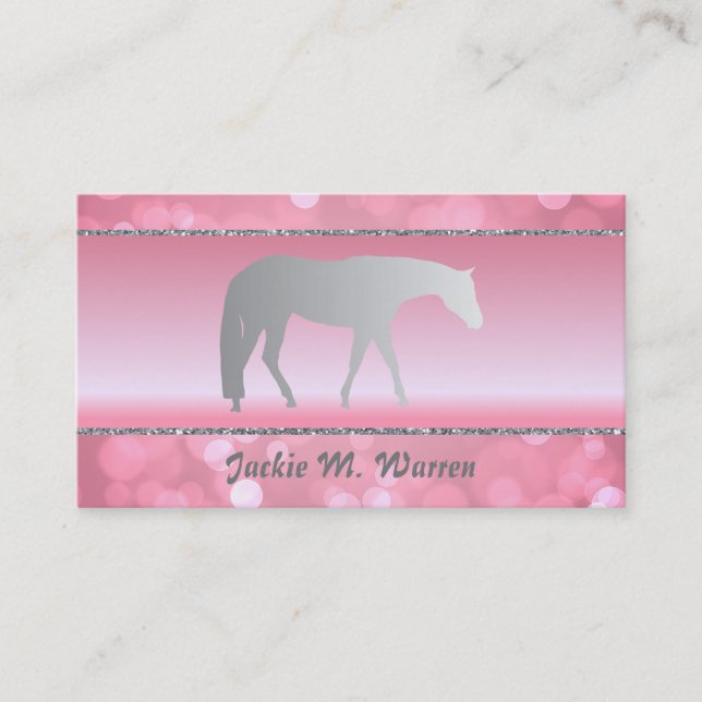Silberner Western Pleasure Pferd auf Rosa Brok Visitenkarte (Vorderseite)