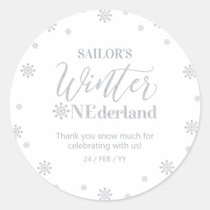 Silberner Winter onederland, Danke vielmals Schnee Runder Aufkleber
