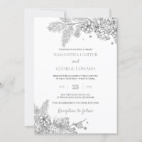 Silberner Winterkiefer und Zapfen moderne Hochzeit