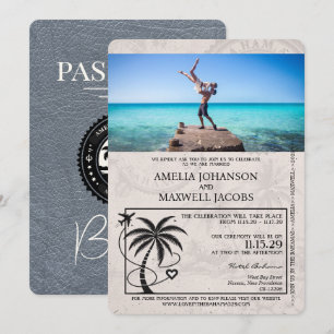 Silbernes Bahamas-Reisepass-Hochzeitseinladung Einladung