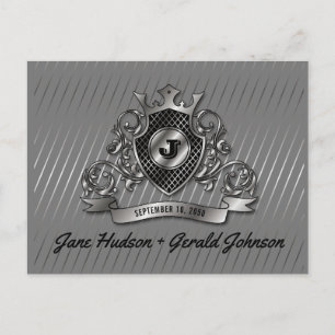 Silbernes benutzerdefiniertes elegantes Monogramm- Ankündigungspostkarte