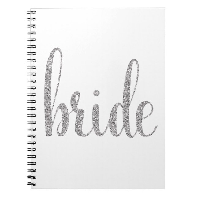 Silbernes Brautnotizbuch, Glitter-Schriftart Notizblock (Vorderseite)