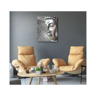 Silbernes Buddha-Gesicht Leinwanddruck