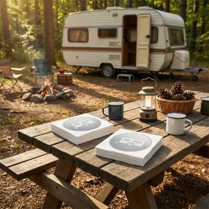 Silbernes Camper-Trailer-Icon minimalist RV Serviette