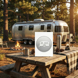 Silbernes Camper-Trailer-Icon Minimalistischer Woh Einladung