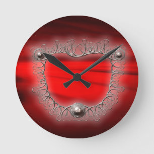 Silbernes Drahtgitter-Mandelbrot-Fraktal Runde Wanduhr