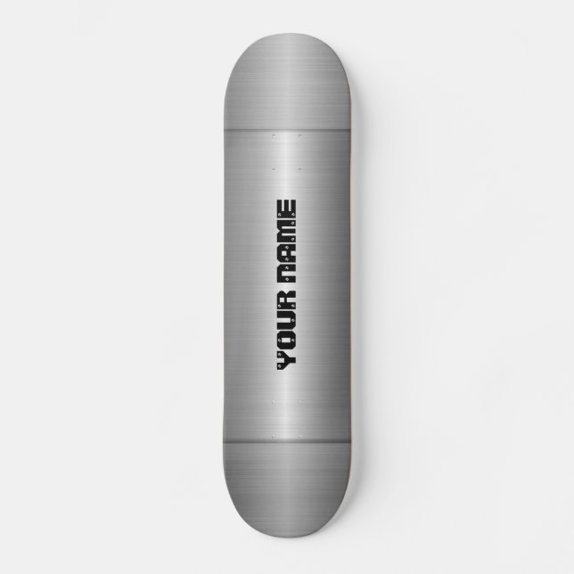 Silbernes Edelstahl-Metall Skateboard (Vorderseite)