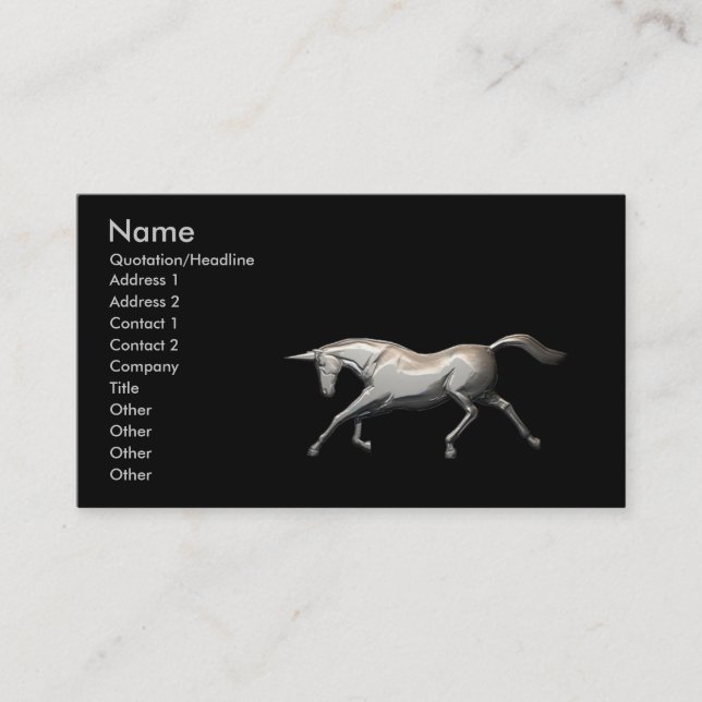 Silbernes Einhorn Visitenkarte (Vorderseite)