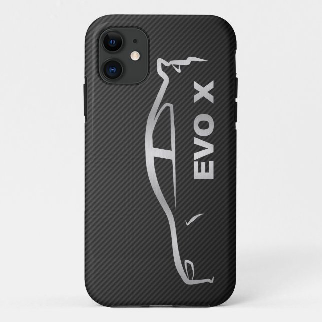 Silbernes Evo X Silhouette-Logo Case-Mate iPhone Hülle (Rückseite)