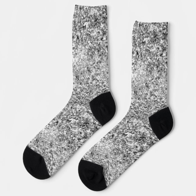 Silbernes falsches Glitter Socken (Linkes Detail)
