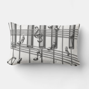 Silbernes Flügelklavier-Tastatur mit Noten Lendenkissen