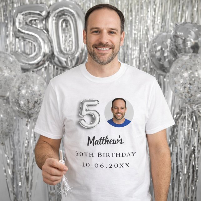 Silbernes Foto zum 50. Geburtstag T-Shirt (Von Creator hochgeladen)