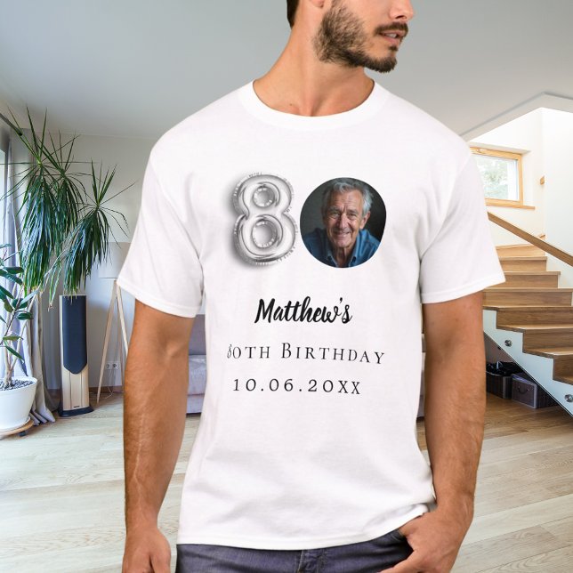 Silbernes Foto zum 80. Geburtstag T-Shirt (Von Creator hochgeladen)