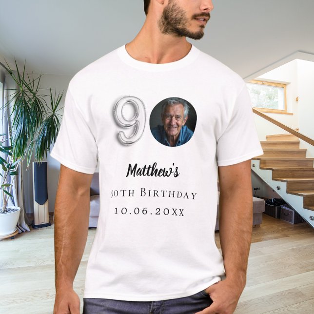 Silbernes Foto zum 90. Geburtstag T-Shirt (Von Creator hochgeladen)