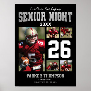 Silbernes Fotoposter für Senior Night Football Poster