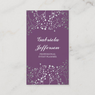 Silbernes Gipskraut-Amethyst Vintages elegantes Visitenkarte