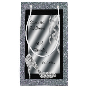 Silbernes Glittery Stilett u. Ausläufer-60. Kleine Geschenktüte