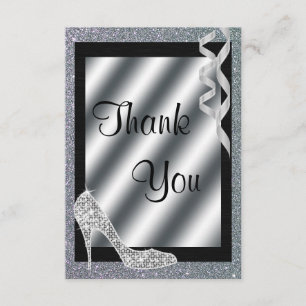 Silbernes Glittery Stilett u. Ausläufer danken Dankeskarte