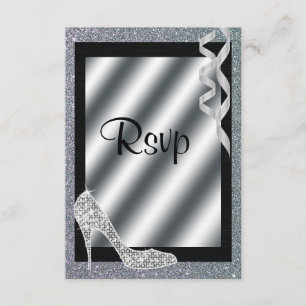 Silbernes Glittery Stilett u. Ausläufer UAWG RSVP Karte