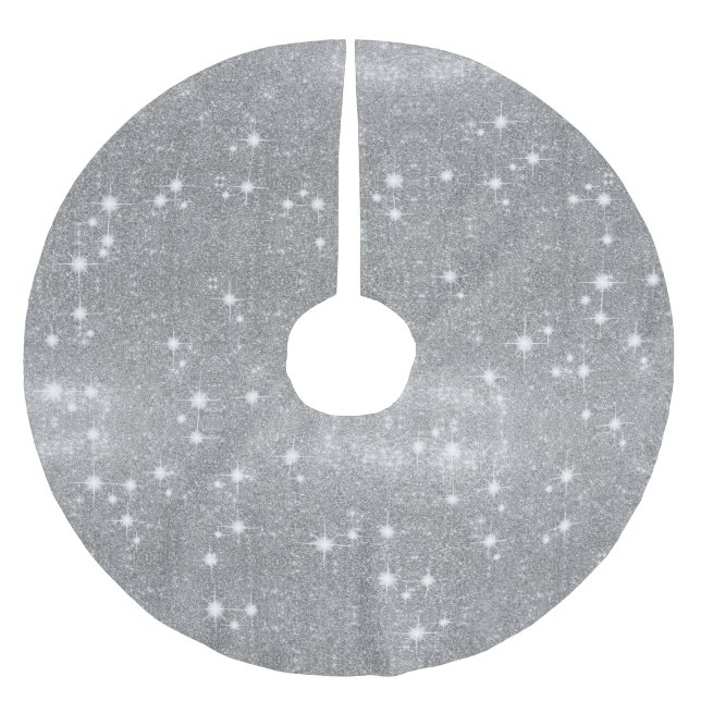 Silbernes Glitzer-Schein-Metallmetallischer Blick Polyester Weihnachtsbaumdecke (Vorderseite)