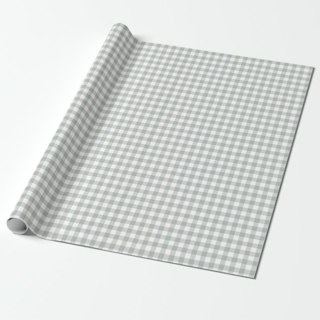 Silbernes Grau-Gingham-Packpapier Geschenkpapier (Ungerollt)