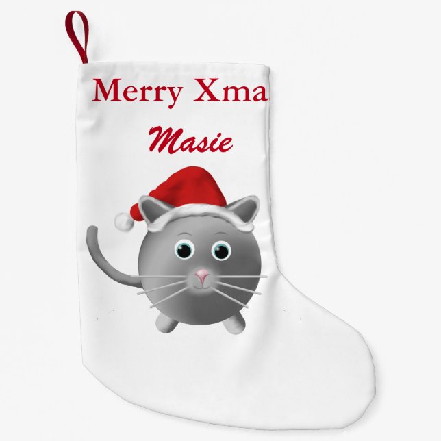Silbernes Grau-Katzen-WeihnachtsStrumpf Kleiner Weihnachtsstrumpf (Vorderseite)