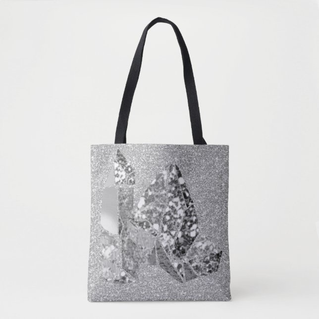 Silbernes Grau-Kristall-Imitat-Glitzer Tasche (Vorderseite)