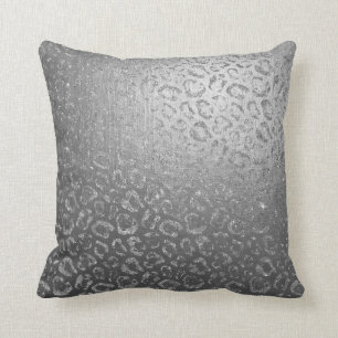 Silbernes Grau-Leopard-Haut-Zauber-Safari Kissen