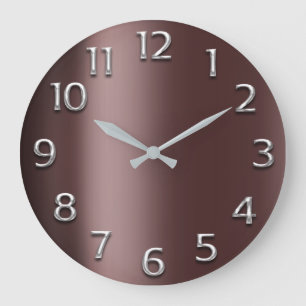Silbernes Grau-metallische arabische Bronzezahl Große Wanduhr