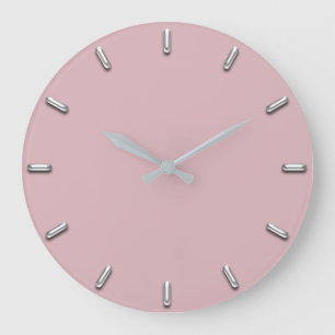 Silbernes Grau-Minimalismus-Auberginen-Rosa-Rose Große Wanduhr