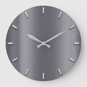Silbernes Grau-Minimalismus-tiefer Graphit elegant Große Wanduhr