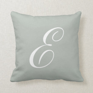 Silbernes Grau-Monogramm-Kissen des Buchstabe-E Kissen