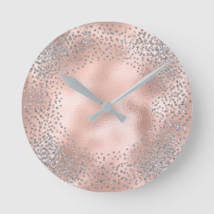 Silbernes Grauerröten metallischer Runde Wanduhr