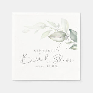 Silbernes Grünzeug Blätter Elegante Babyparty Serviette
