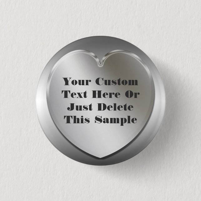 Silbernes Herz-Rahmen-Knopf-Button Button (Vorderseite)