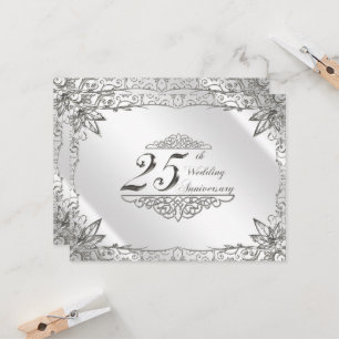 Silbernes Hochzeit Anniversary-Einladung Flourish Einladung
