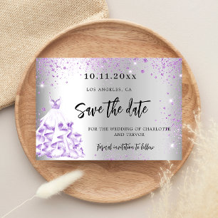 Silbernes Hochzeitskleid in Lila - Save-the-Date-K Save The Date