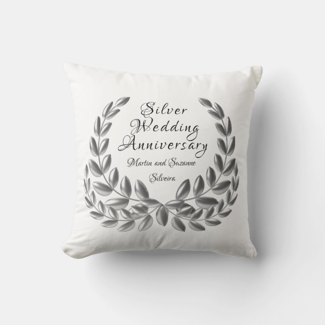 Silbernes Hochzeitstag-Kissen Kissen (Vorderseite)