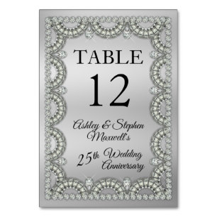 Silbernes Jubiläum Diamantene Hochzeit 25. Hochzei Tischnummer