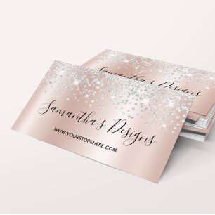 Silbernes Konfetti-Glitter-Roségold-Gradient Visitenkarte