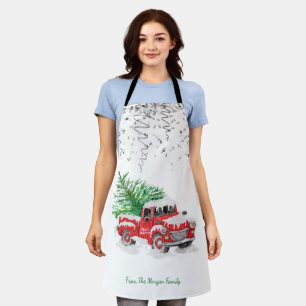 Silbernes Konfetti, Weihnachtsroter LKW Tannenbaum Schürze