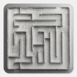 Silbernes Labyrinth Quadratischer Aufkleber