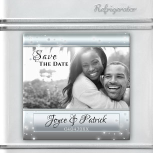 Silbernes Licht funkelt Save The Date Foto Magnet