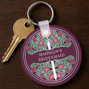 Silbernes Malvenblumen-Brautjungfer-Geschenk zur k Schlüsselanhänger