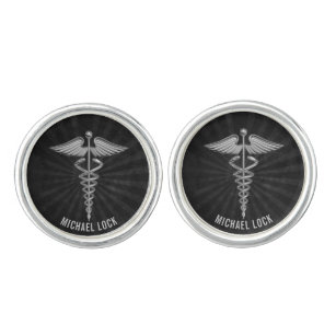 Silbernes medizinisches Symbol-personalisierte Manschetten Knöpfe